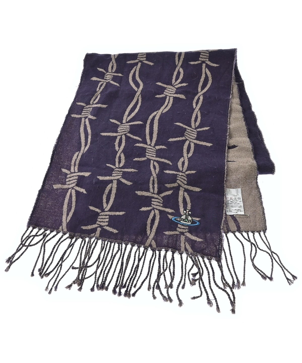 希少 Vivienne Westwood ストライプ骸骨マフラー Vivienne Westwood（ヴィヴィアンウエスドウッド）マフラー 紫 サイズ