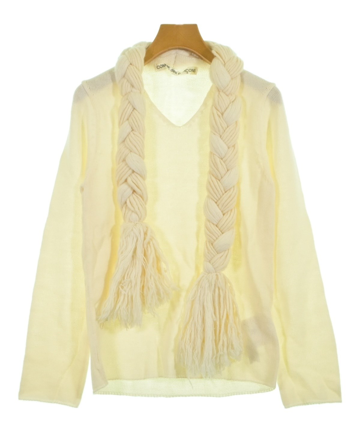 コムデギャルソンコムデギャルソン 衿フリル付きホワイトニットセーター COMME des GARCONS（コムデギャルソン）ニット・セーター 白 サイズ