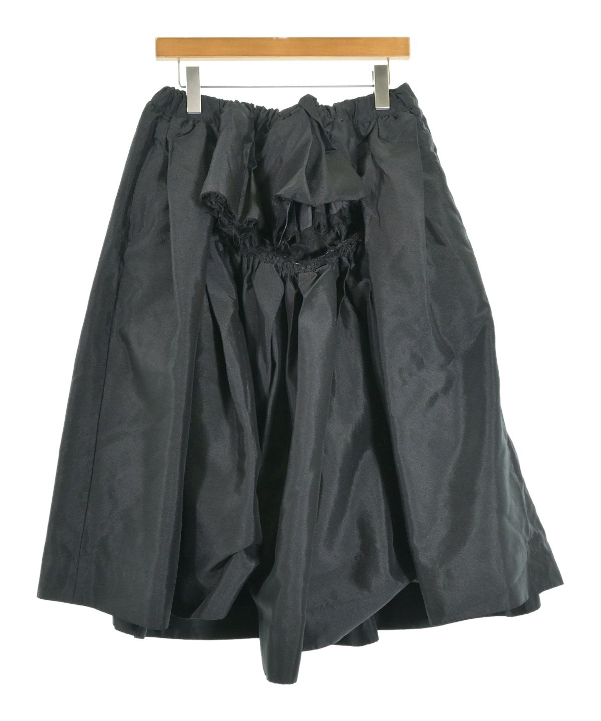 コムデギャルソン(M)シフォンスカート/黒/前ボタン/両脇ポケット/シアー COMME des GARCONS（コムデギャルソン）ロング・マキシ丈スカート 黒