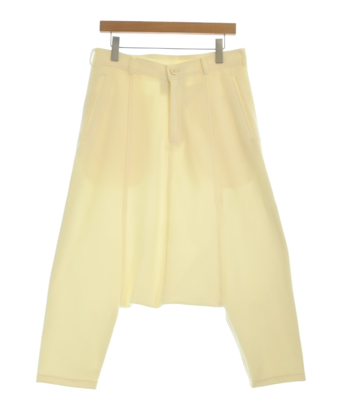 オールド品 コムデギャルソン 目の錯覚デザイン クロップド丈パンツ 再構築 COMME des GARCONS（コムデギャルソン）クロップドパンツ 黄 サイズ:S