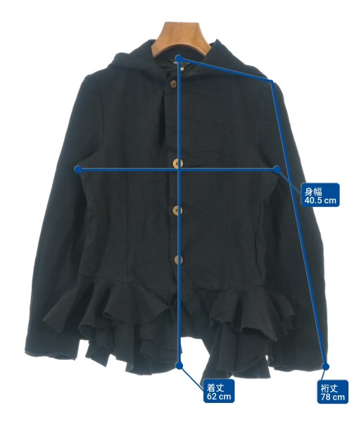 COMME des GARCONS（コムデギャルソン）カジュアルジャケット 黒 サイズ:S レディース/2200705140058