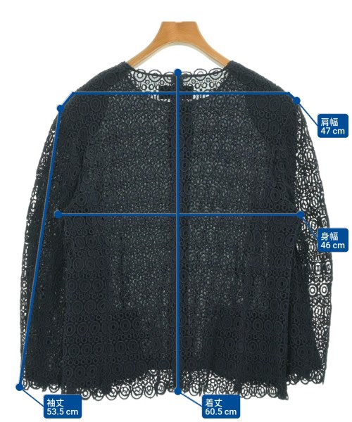 COMME des GARCONS（コムデギャルソン）ノーカラージャケット 紺 サイズ:M レディース/2200678358061