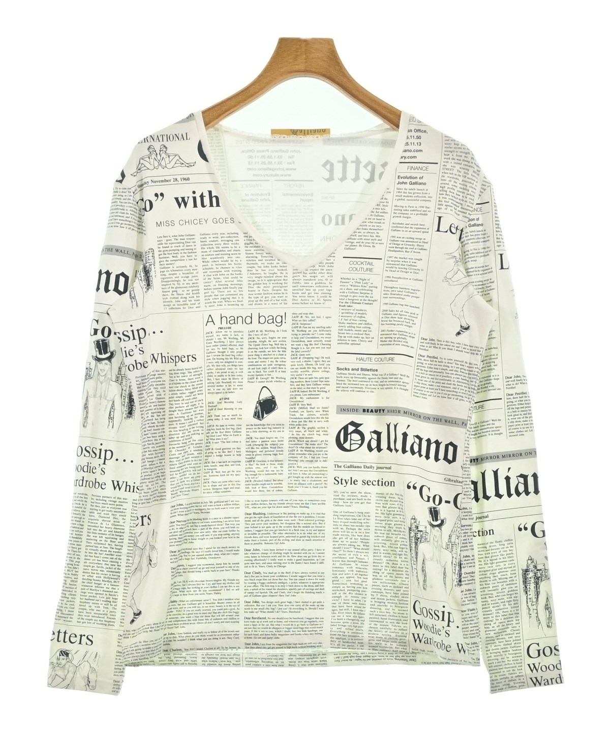 希少 John Galliano ジョンガリアーノ 変形 ドレープ カットソー John Galliano（ジョンガリアーノ）Tシャツ・カットソー 白 サイズ:L