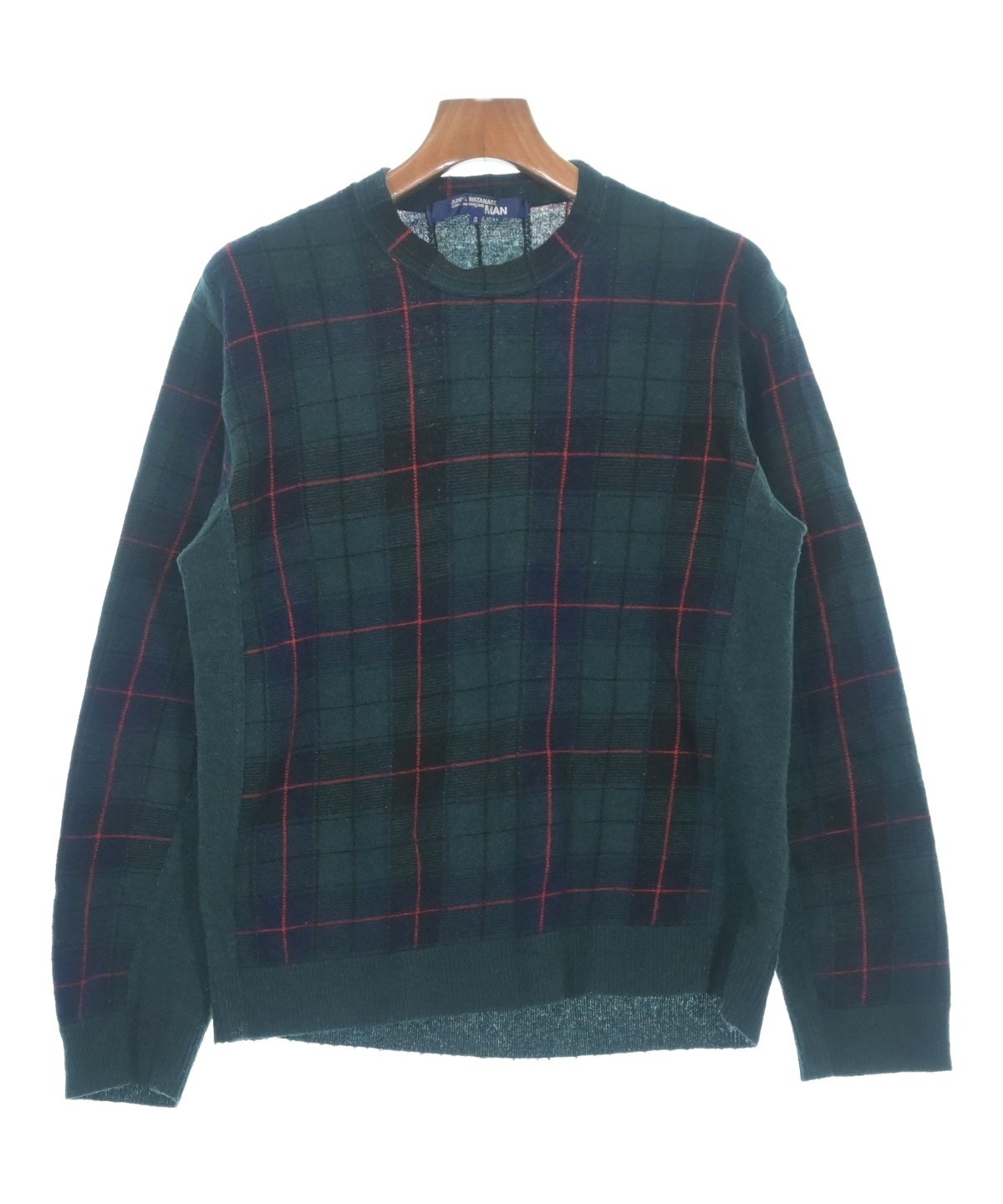 JUNYA WATANABE 変形ニット タータンチェック Junya Watanabe MAN Distressed Check Crewneck - Camel/Blue | UP THERE