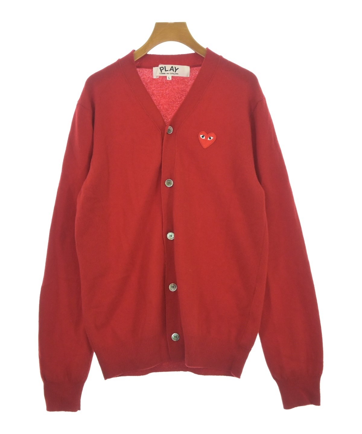 PLAY COMME des GARCONS カーディガン L レッド PLAY COMME des GARCONS（プレイコムデギャルソン）カーディガン 赤