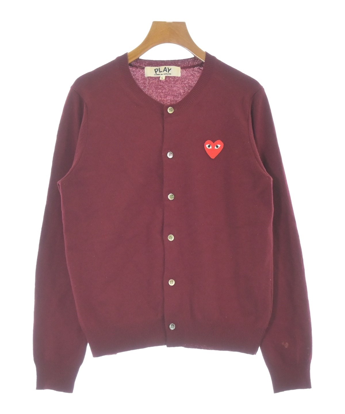 コムデギャルソンサイズLカーディガン PLAY COMME des GARCONS（プレイコムデギャルソン）カーディガン 赤