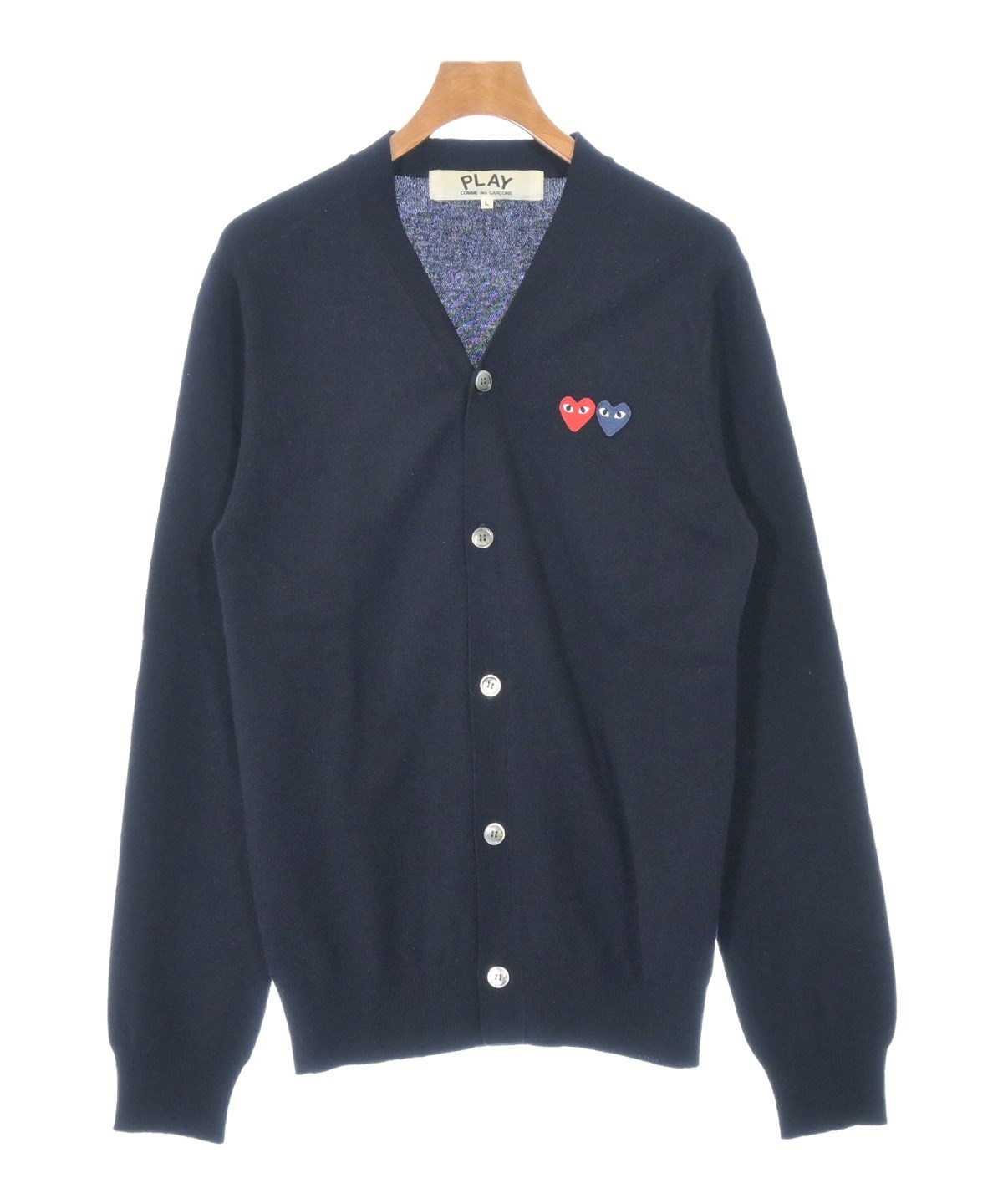 美品♡PLAY COMME des GARCONS♡カーディガン　紺　Lサイズ PLAY COMME des GARCONS（プレイコムデギャルソン）カーディガン 紺 トップス