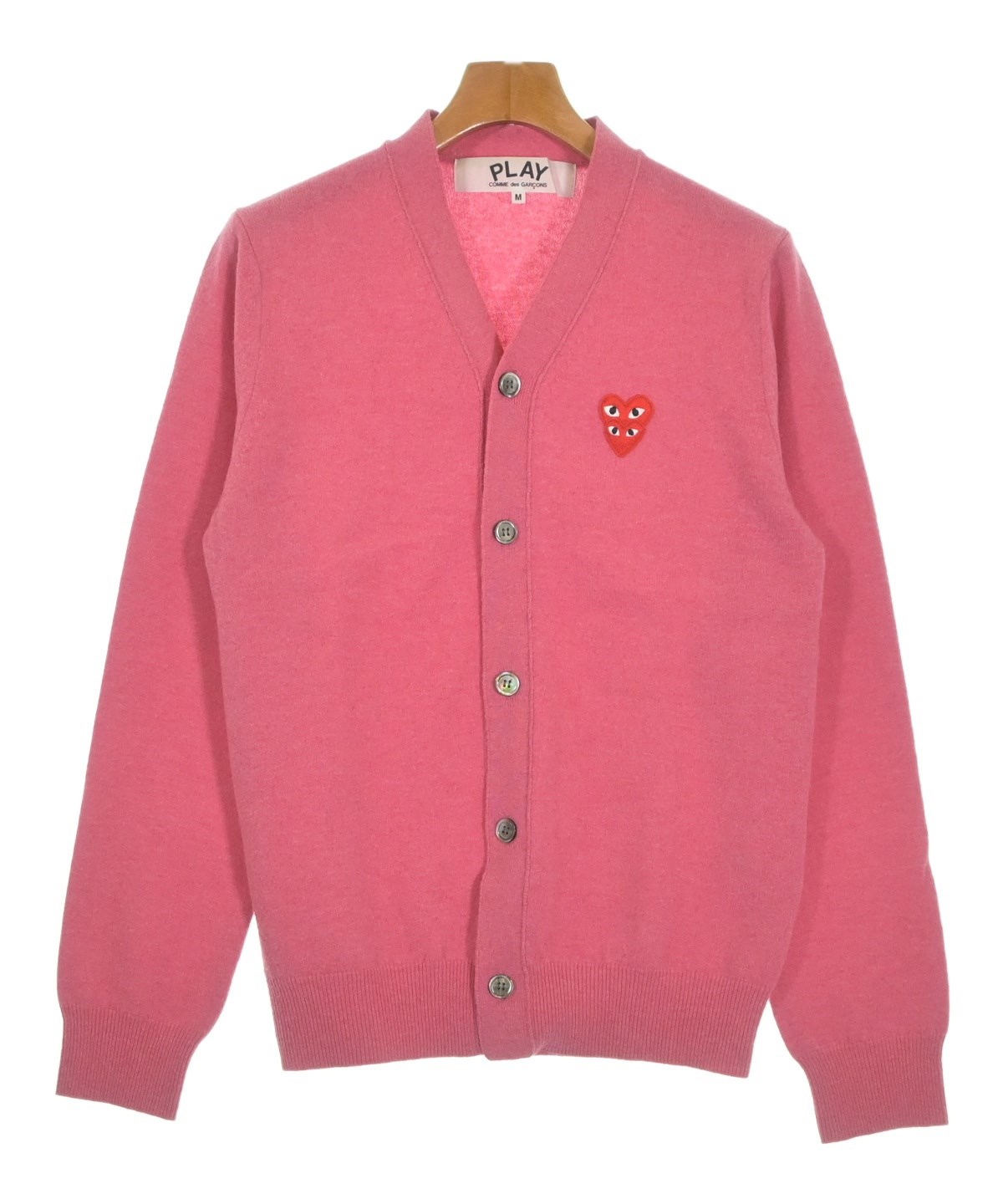 【美品】希少PLAY ピンク カーディガン Mサイズ PLAY COMME des GARCONS（プレイコムデギャルソン）カーディガン