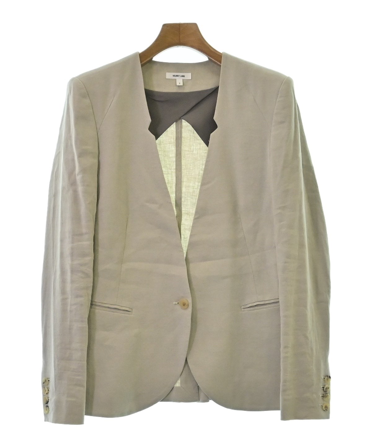 HELMUT LANG（ヘルムートラング）ノーカラージャケット グレー サイズ