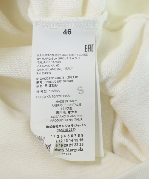 Maison Margiela（メゾンマルジェラ）スウェット 白 サイズ:46(M位) メンズ/2200624698050