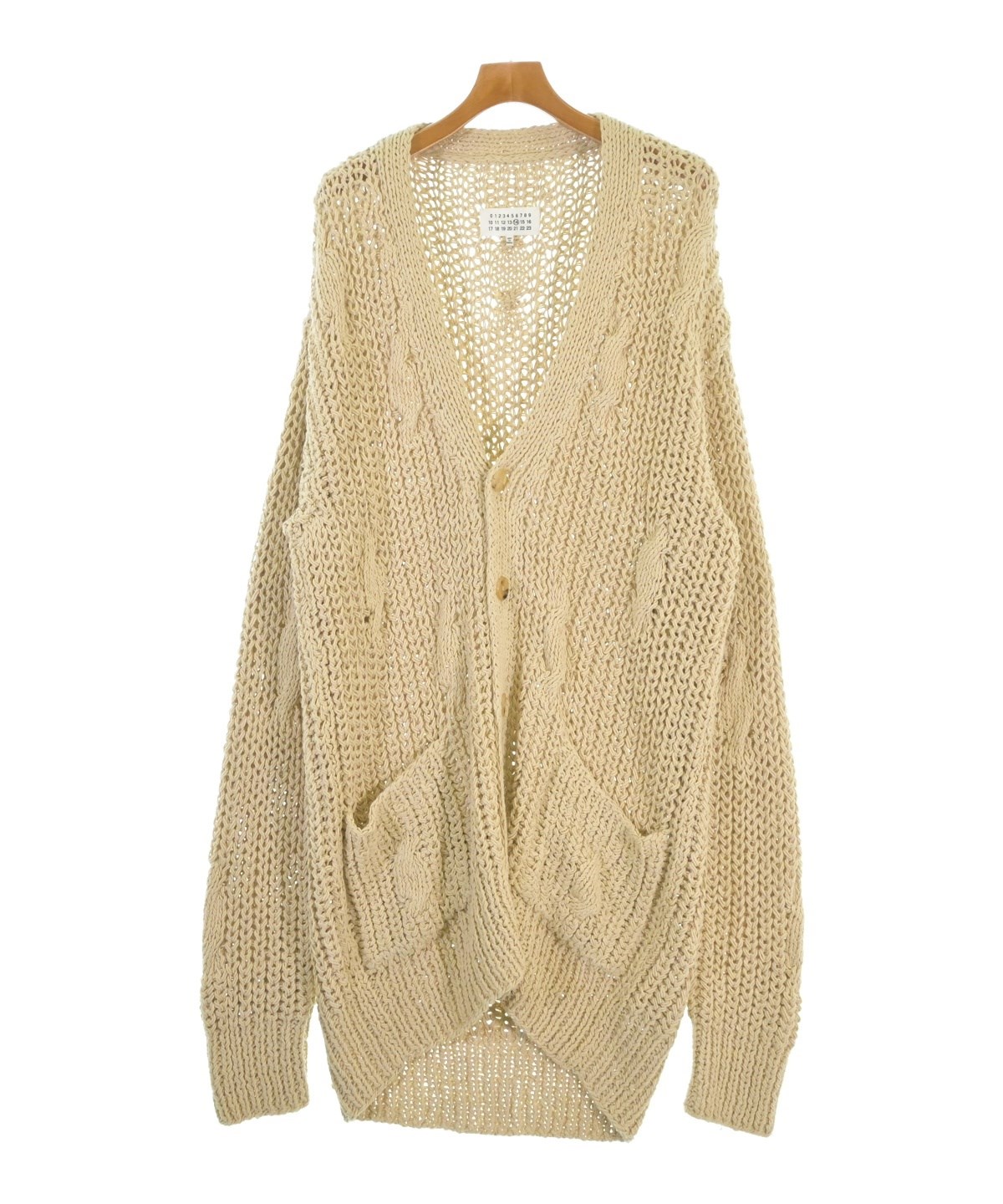 メゾンマルジェラ カーディガン Men's Black Cotton & Wool Knit Zip-Up Cardigan