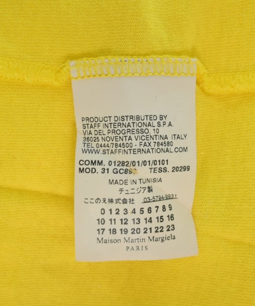 Maison Margiela（メゾンマルジェラ）Tシャツ・カットソー 黄 サイズ:S メンズ/2200660446035