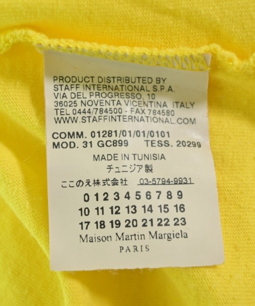 Maison Margiela（メゾンマルジェラ）Tシャツ・カットソー 黄 サイズ:M メンズ/2200729438049