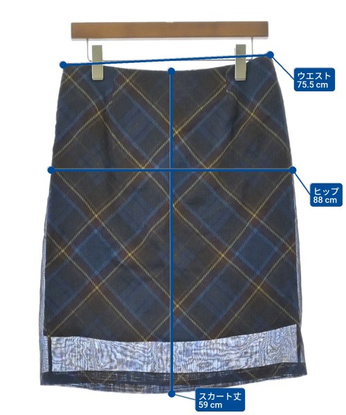 DRIES VAN NOTEN（ドリスヴァンノッテン）ひざ丈スカート 紺 サイズ:36(XS位) レディース/2200697237026