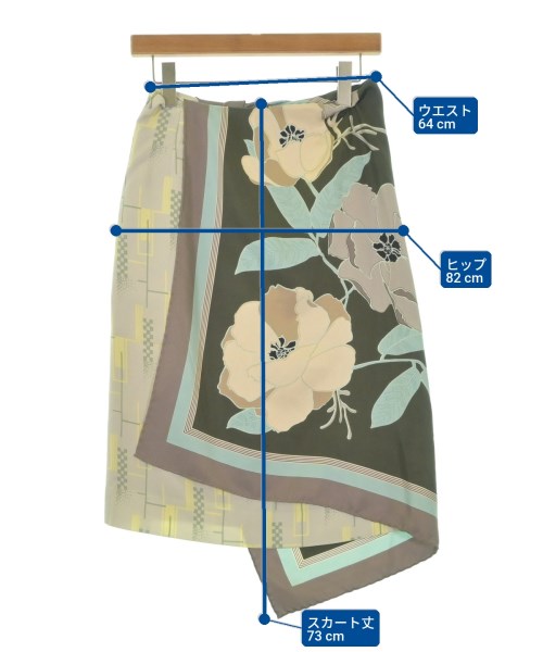 DRIES VAN NOTEN（ドリスヴァンノッテン）ひざ丈スカート カーキ サイズ:34(L位) レディース/2200662876199