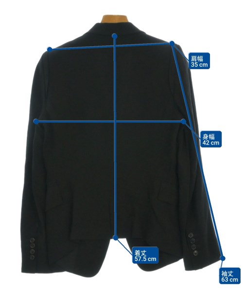 ANN DEMEULEMEESTER（アンドゥムルメステール）テーラードジャケット 黒 サイズ:34(XXS位) レディース/2200665687044