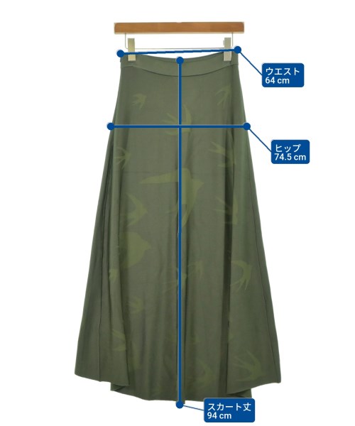 ALEXANDER MCQUEEN（アレキサンダーマックイーン）ロング・マキシ丈スカート カーキ サイズ:S レディース/2200640516307