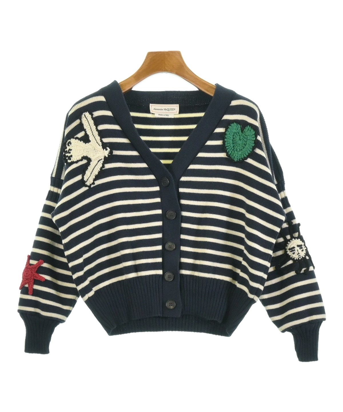 ALEXANDER McQUEEN(アレキサンダーマックイーン) カーディガン サイズXS レディース美品  - 白×黒 長袖 Alexander McQueen - ALEXANDER McQUEEN(アレキサンダーマックイーン