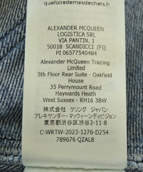 ALEXANDER MCQUEEN（アレキサンダーマックイーン）デニムジャケット 紺 サイズ:38(S位) レディース/2200691218038