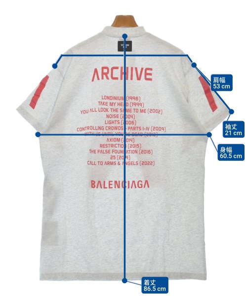 BALENCIAGA（バレンシアガ）Tシャツ・カットソー グレー サイズ:1(S位) メンズ/2200619324131