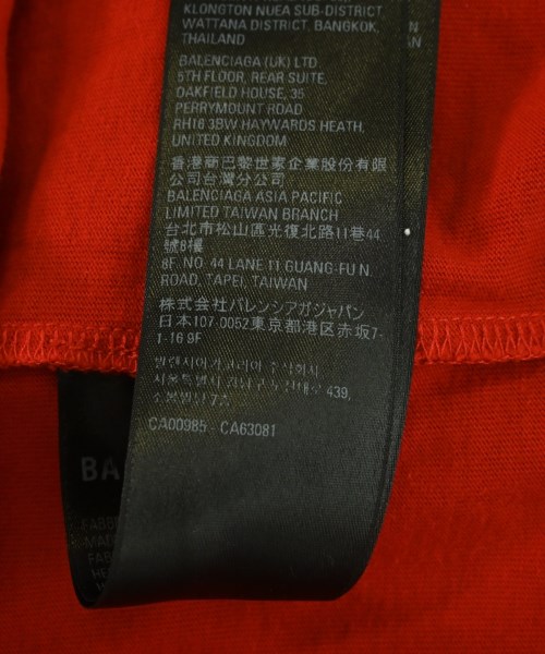 BALENCIAGA（バレンシアガ）Tシャツ・カットソー 赤 サイズ:S メンズ/2200698851122
