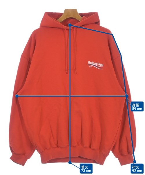 BALENCIAGA（バレンシアガ）パーカー 赤 サイズ:L メンズ/2200701029494