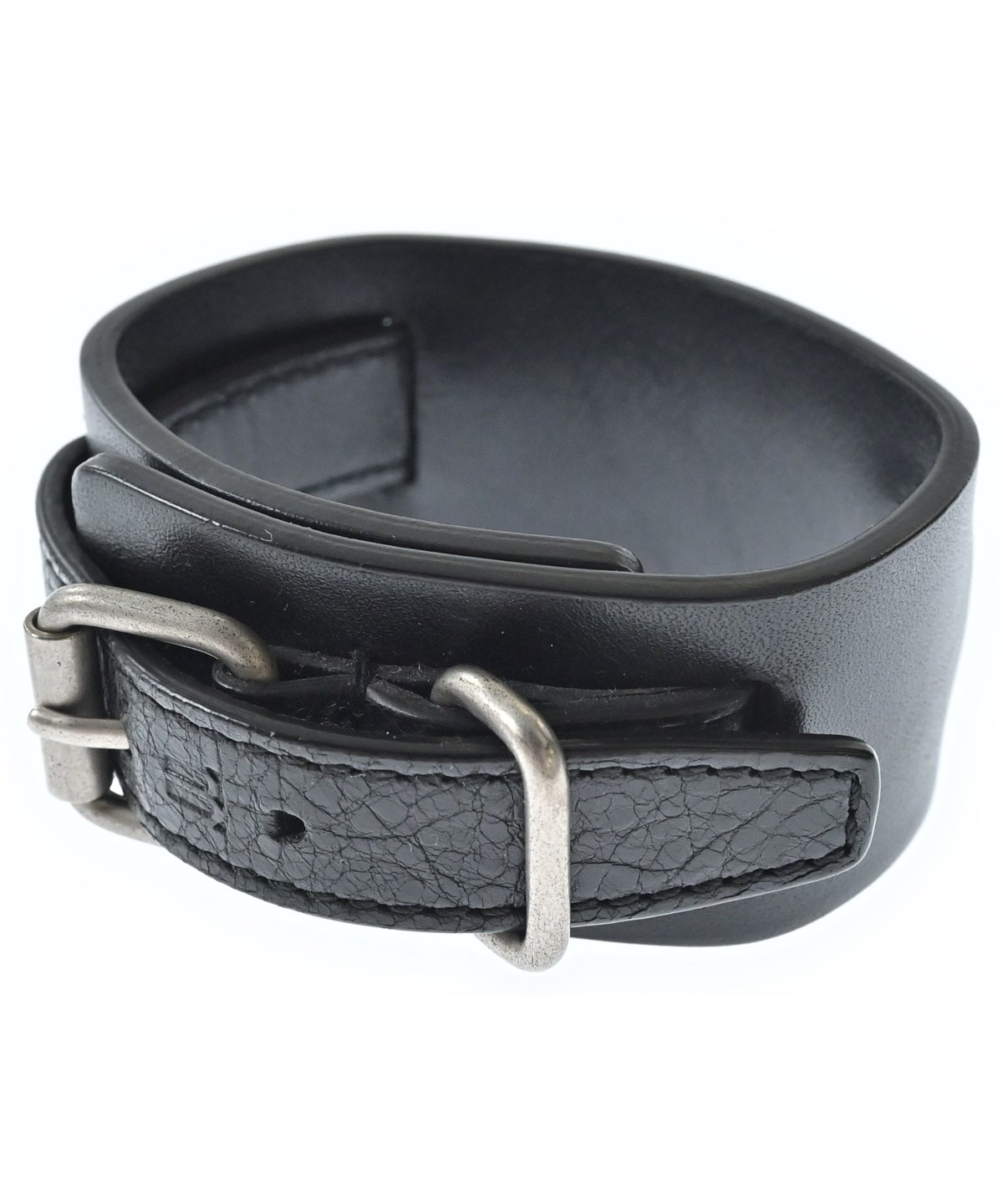【極美品】BALENCIAGA ブラックレザーバングル 新品タグ付】balenciaga バレンシアガ レザー バングル 本革