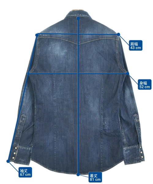 DSQUARED（ディースクエアード）カジュアルシャツ 紺 サイズ:48(L位) メンズ/2200714898094