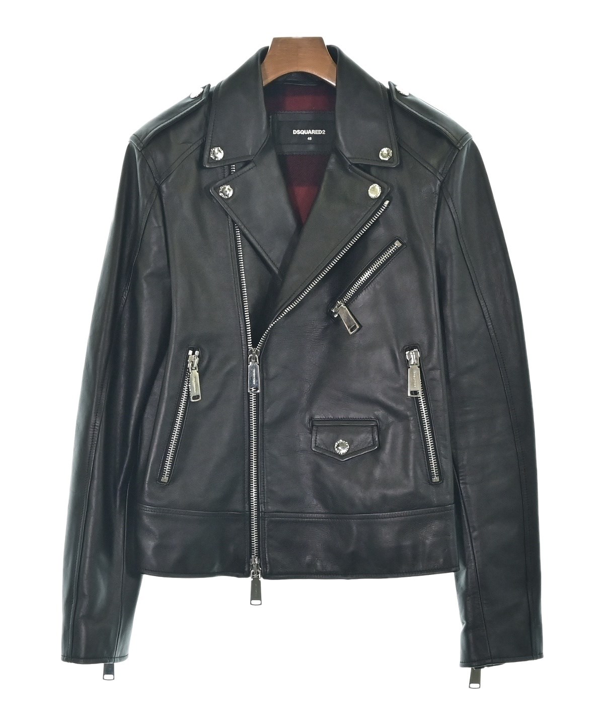 ディースクエアード　レザー　ライダース　48 DSQUARED（ディースクエアード）ライダース 黒 サイズ:48(L位) メンズ