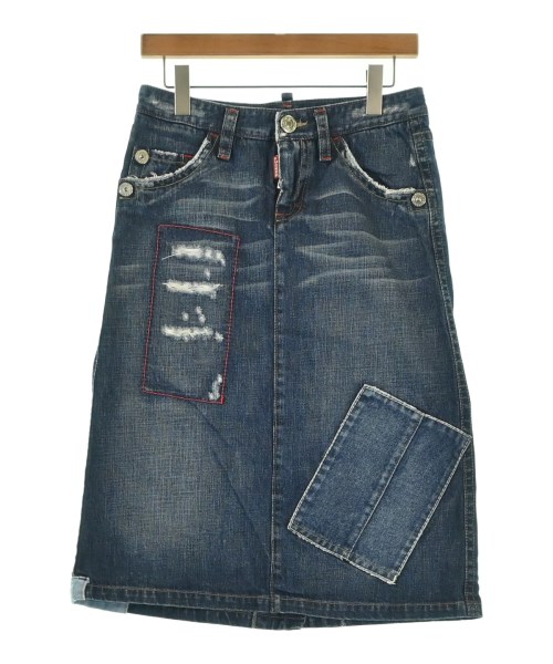 DSQUARED(ディースクエアード)ひざ丈スカート 紺 サイズ:38(S位)/2200692418017