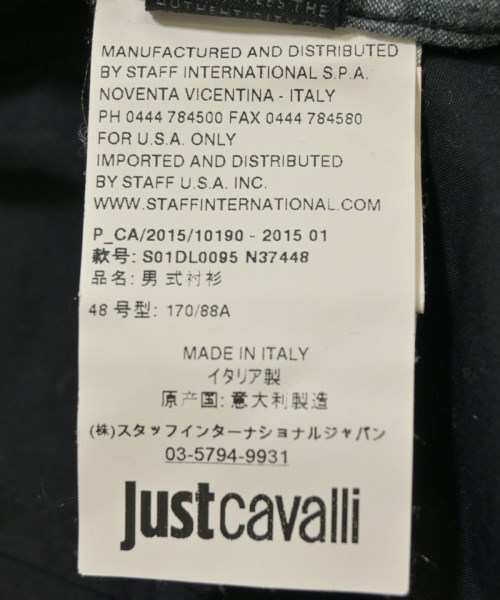 JUST cavalli（ジャストカバリ）カジュアルシャツ 黒 サイズ:48(L位) メンズ/2200650618053