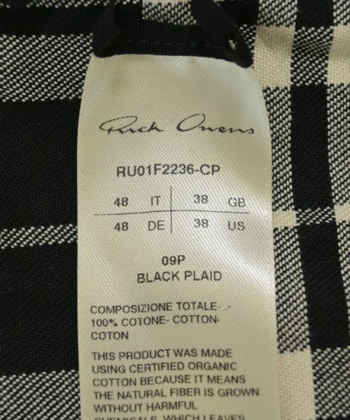 Rick Owens（リックオウエンス）カジュアルシャツ 黒 サイズ:48(L位) メンズ/2200679175025