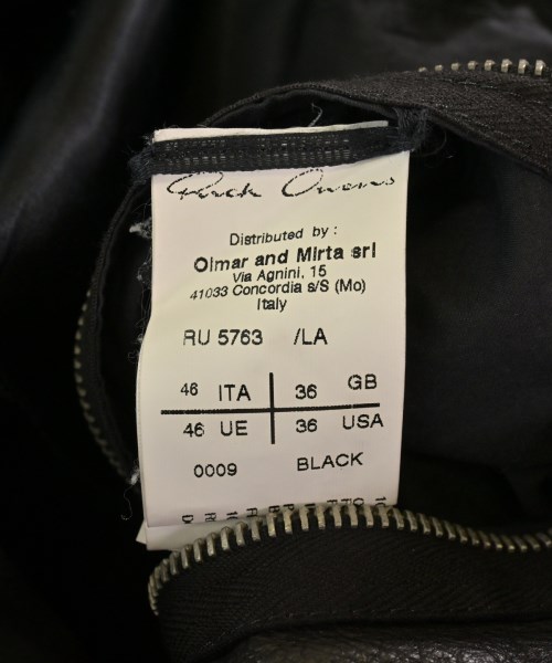 Rick Owens（リックオウエンス）ライダース 黒 サイズ:46(M位) メンズ/2200696147012