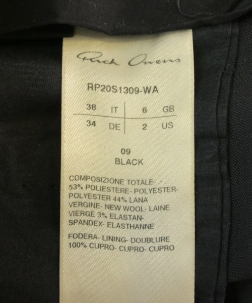 Rick Owens（リックオウエンス）スラックス 黒 サイズ:38(S位) レディース/2200702078071