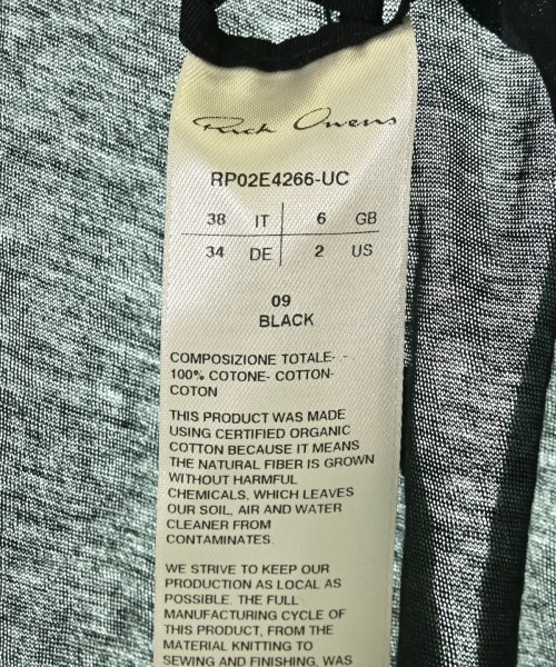 Rick Owens（リックオウエンス）Tシャツ・カットソー 黒 サイズ:38(S位) レディース/2200689785139