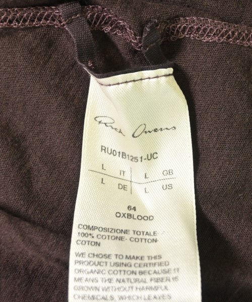 Rick Owens（リックオウエンス）Tシャツ・カットソー 茶 サイズ:L メンズ/2200707407098