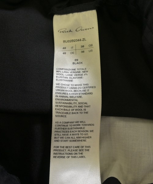 Rick Owens（リックオウエンス）その他 黒 サイズ:48(L位) メンズ/2200708833094