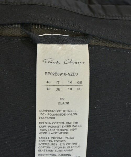 Rick Owens（リックオウエンス）ダウンコート 黒 サイズ:46(M位) メンズ/2200669198010