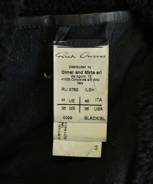 Rick Owens（リックオウエンス）ライダース 黒 サイズ:46(M位) メンズ/2200736850018