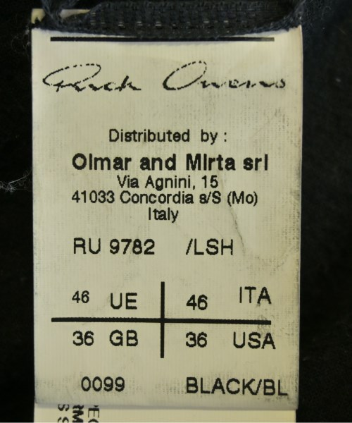 Rick Owens（リックオウエンス）ライダース 黒 サイズ:46(M位) メンズ/2200736850018