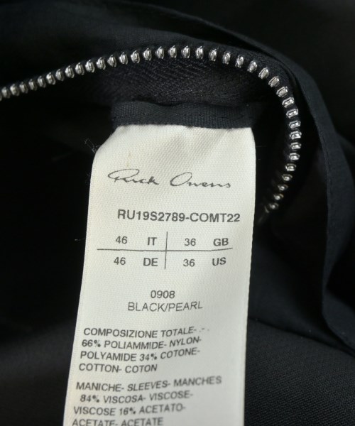 Rick Owens（リックオウエンス）ブルゾン 黒 サイズ:46(M位) メンズ/2200689104015