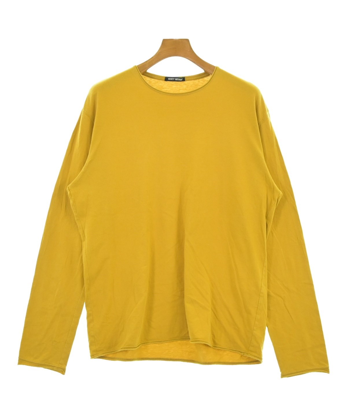 極美品　イッセイミヤケ　アシンメトリー　デザイン　プリーツ　半袖カットソー　黄 ISSEY MIYAKE（イッセイミヤケ）Tシャツ・カットソー 黄 サイズ:4(XL位