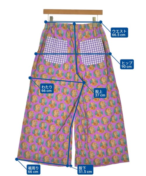 古布　オリジナル　カラフル刺し子たっぷりのダボパンツ TAO（タオ）クロップドパンツ 紫 サイズ:-(M位) レディース
