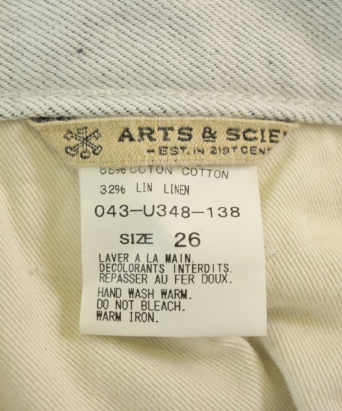 ARTS&SCIENCE（アーツアンドサイエンス）デニムパンツ 白 サイズ:26(M位) レディース/2200680234209