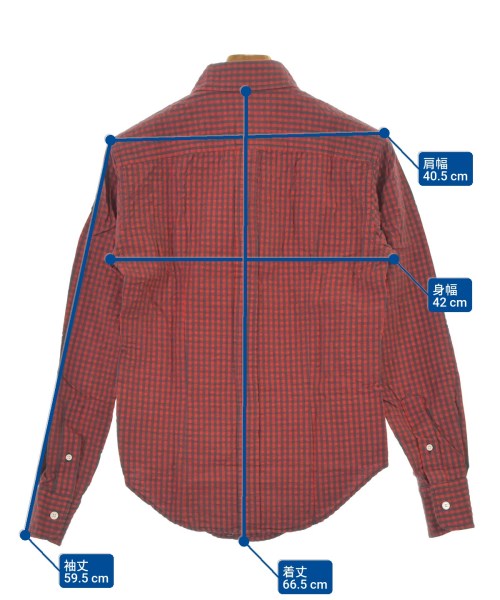 Band Of Outsiders（バンドオブアウトサイダーズ）カジュアルシャツ 赤 サイズ:0(XS位) メンズ/2200641800610