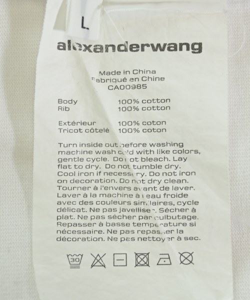 ALEXANDER WANG（アレキサンダーワン）Tシャツ・カットソー 白 サイズ:L メンズ/2200655268093