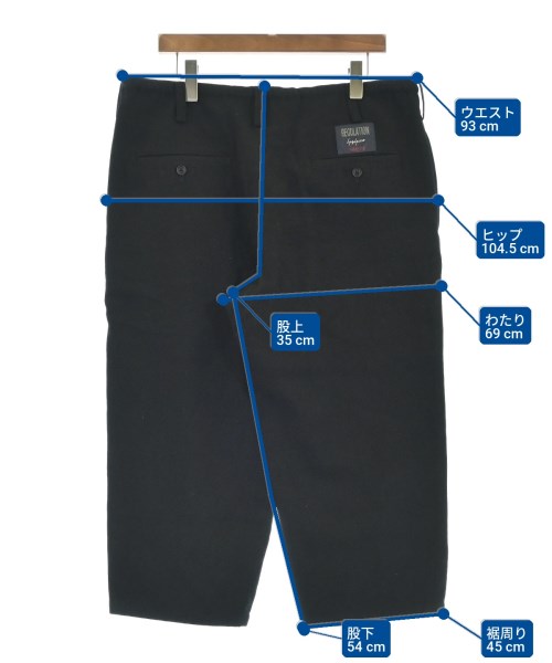 REGULATION Yohji Yamamoto（レギュレーションヨウジヤマモト）クロップドパンツ 黒 サイズ:1(XS位) メンズ/2200716052098