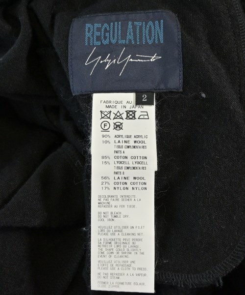 REGULATION Yohji Yamamoto（レギュレーションヨウジヤマモト）Tシャツ・カットソー 黒 サイズ:2(S位) レディース/2200715375044