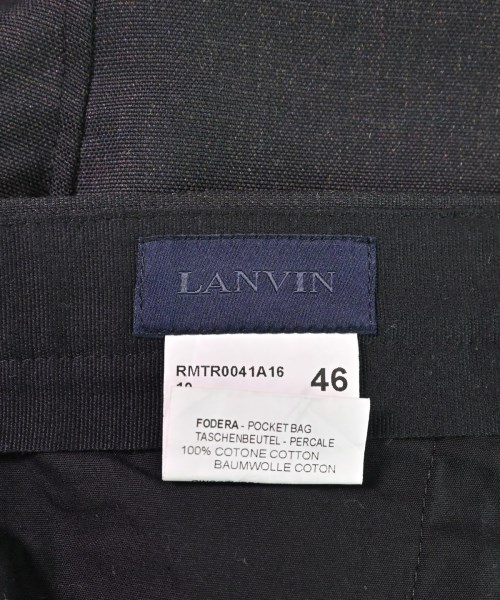 なし光沢LANVIN ランバン スラックス 46(M位) 黒xグレーx白(ストライプ)