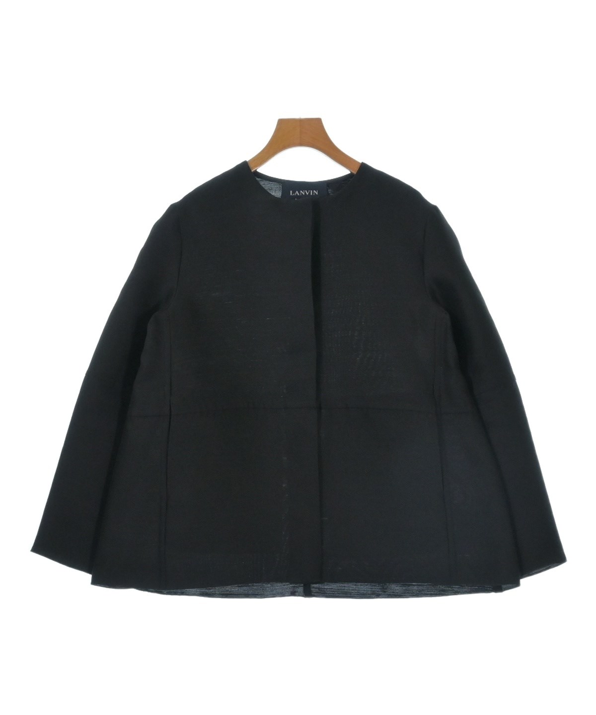 LANVIN（ランバン）ノーカラージャケット 黒 サイズ:34(XXS位
